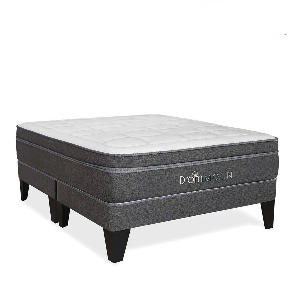 DROM - Cama Europea Moln Queen + 2 Almohadas Viscoelásticas y Protector