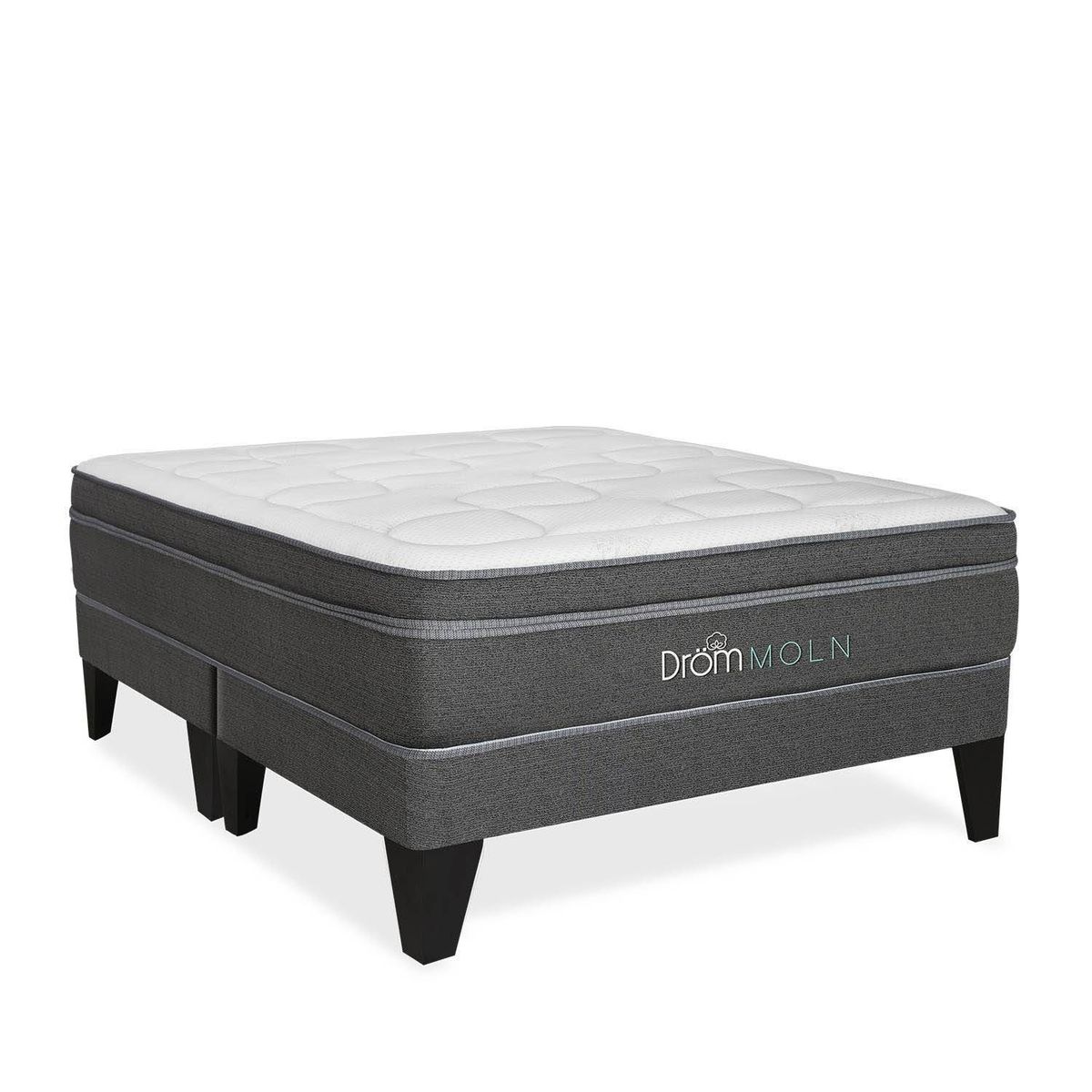 DROM - Cama Europea Moln King + 2 Almohadas Viscoelásticas y Protector
