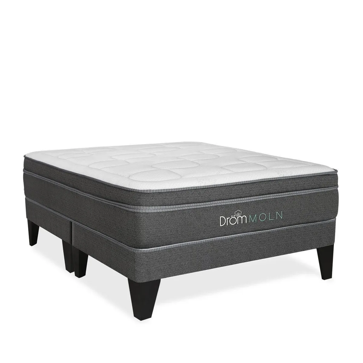 DROM - Cama Europea Moln King + 2 Almohadas Viscoelásticas y Protector