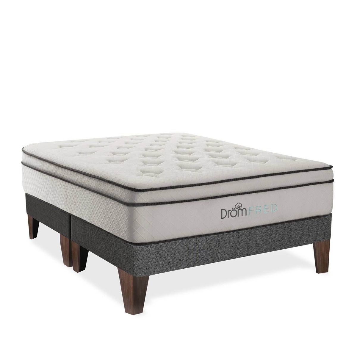 DROM - Cama Europea Fred King + 2 Almohadas Viscoelásticas y Protector
