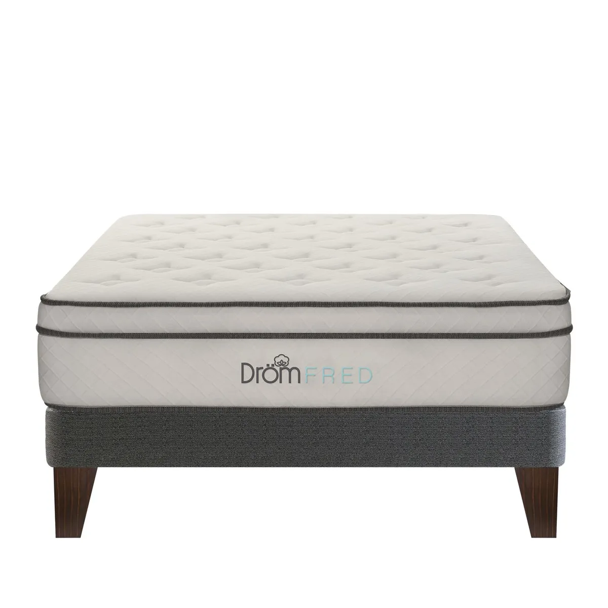 DROM - Cama Europea Fred King + 2 Almohadas Viscoelásticas y Protector