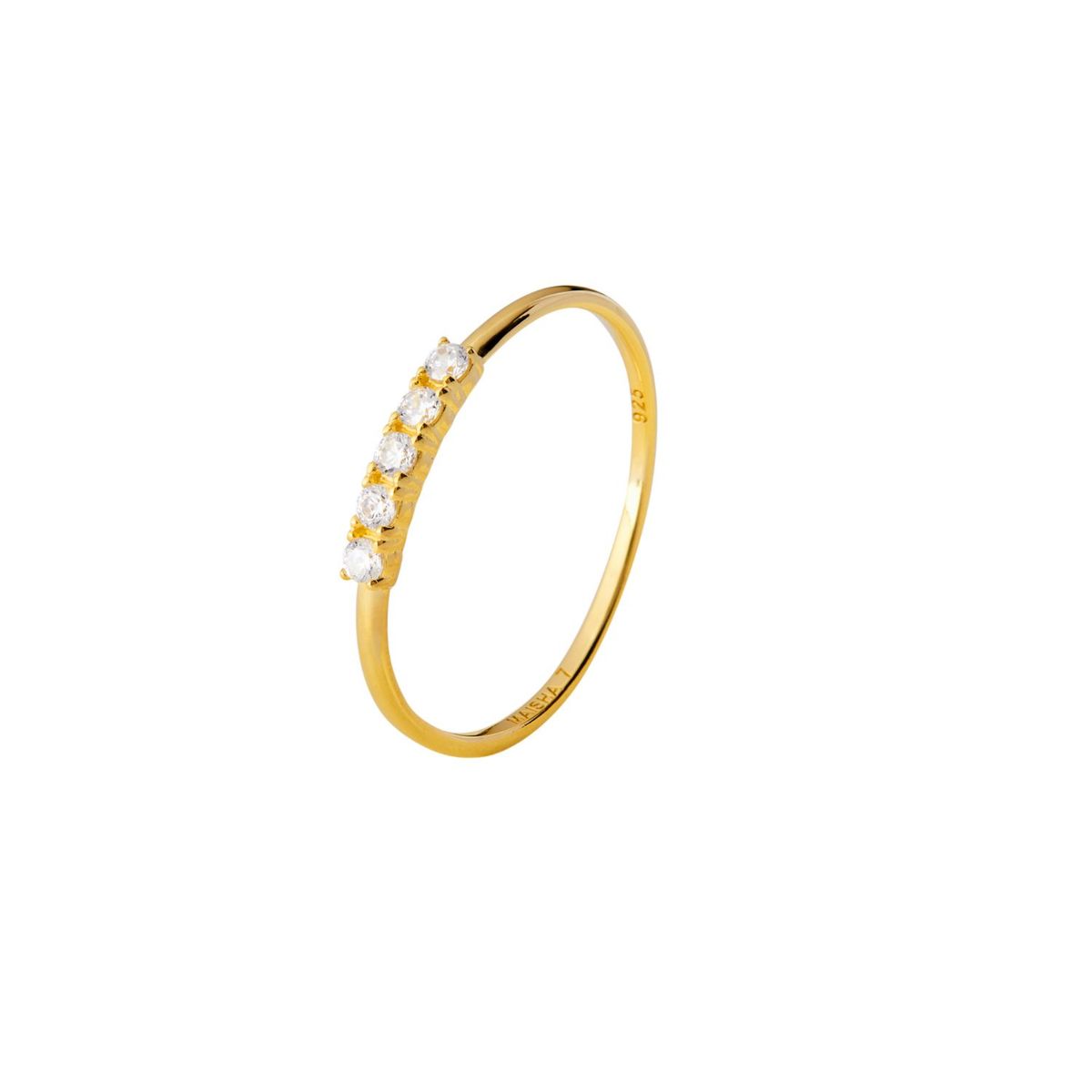 MAISHA - Anillo Stela Liviano con Relieve de Circones Bañado en Oro