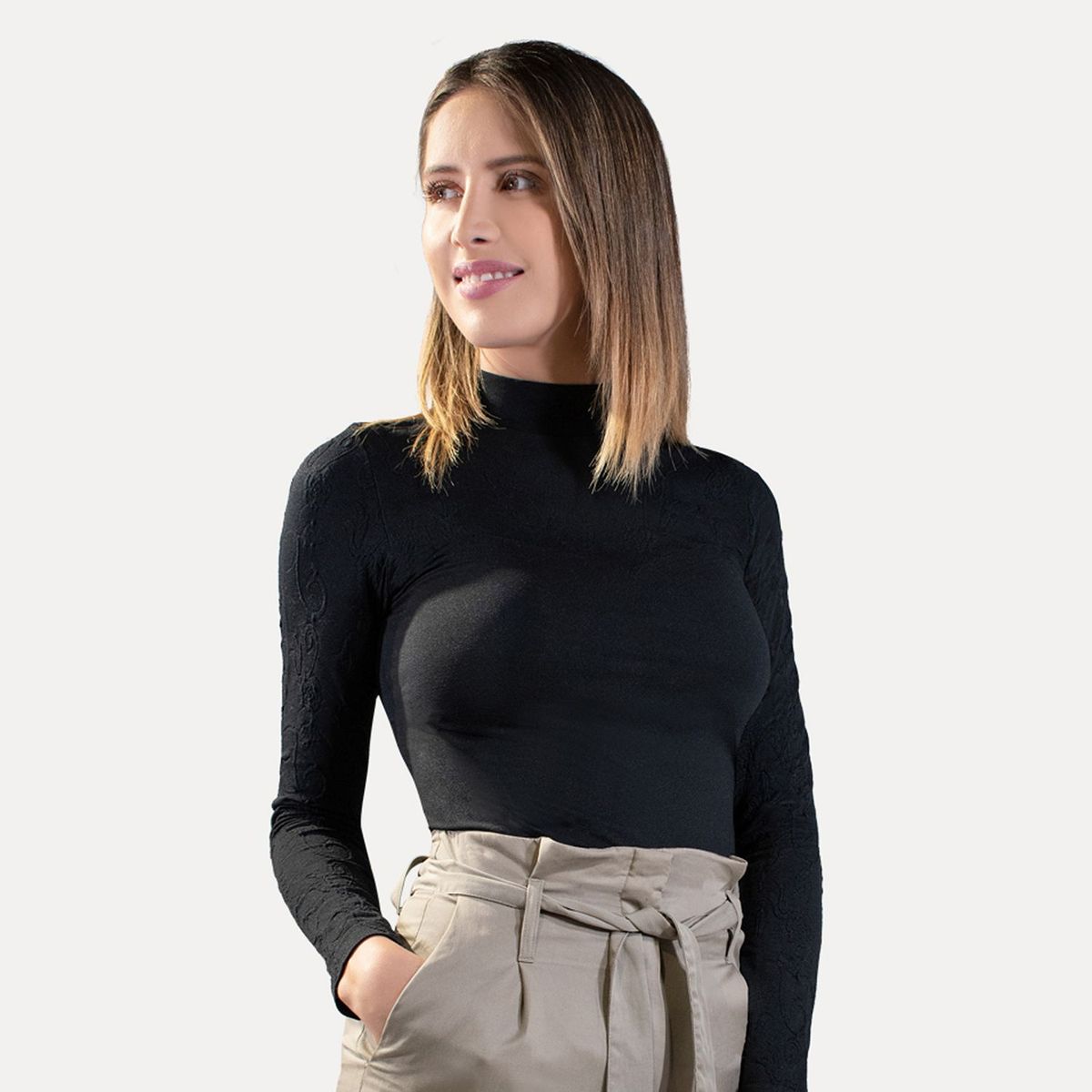 CAFFARENA - Polo con Cuello Alto Texturado Mujer Caffarena