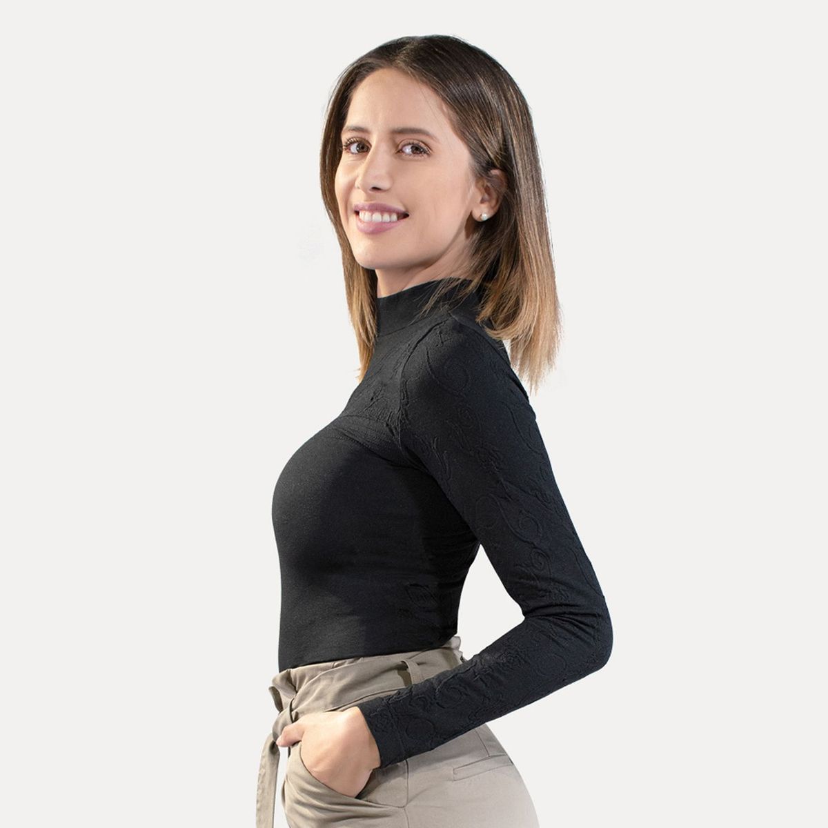 CAFFARENA - Polo con Cuello Alto Texturado Mujer Caffarena