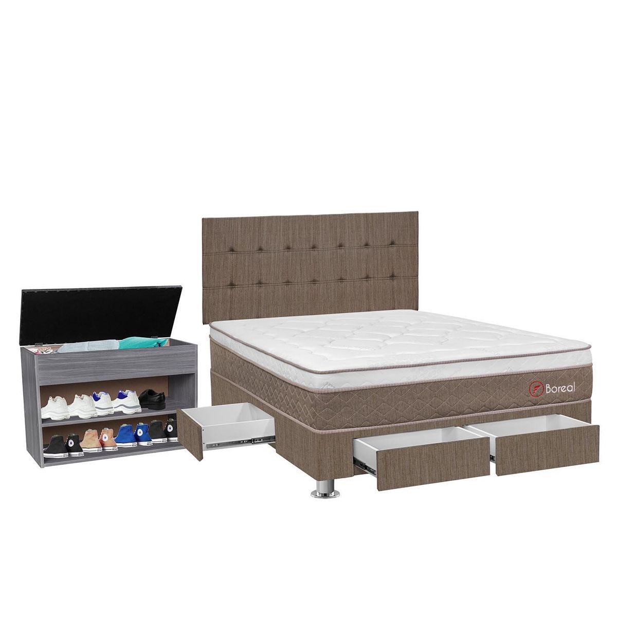 FORLI - Dormitorio con Cajones Boreal Pocket SS 2 Plz + Zapatera