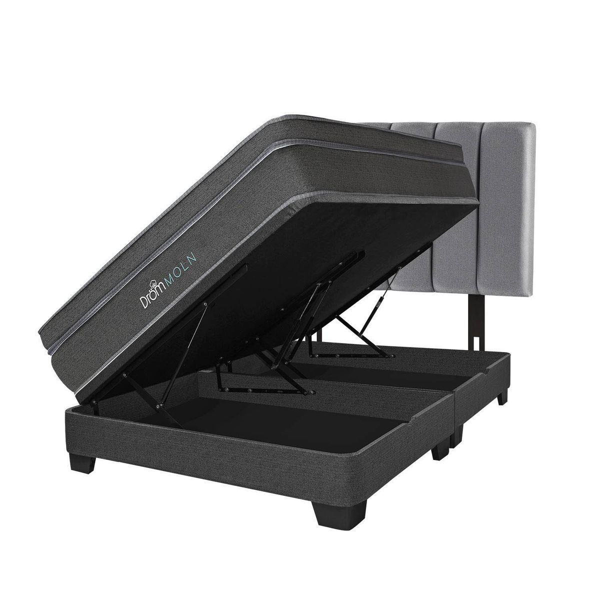 DROM - Dormitorio Boxet Moln Queen + 2 Almohadas Viscoelásticas + Protector