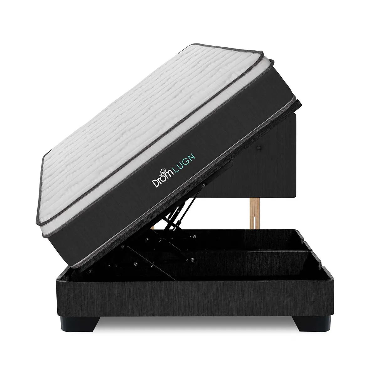 DROM - Dormitorio Boxet Lugn Queen + 2 Almohadas y Protector