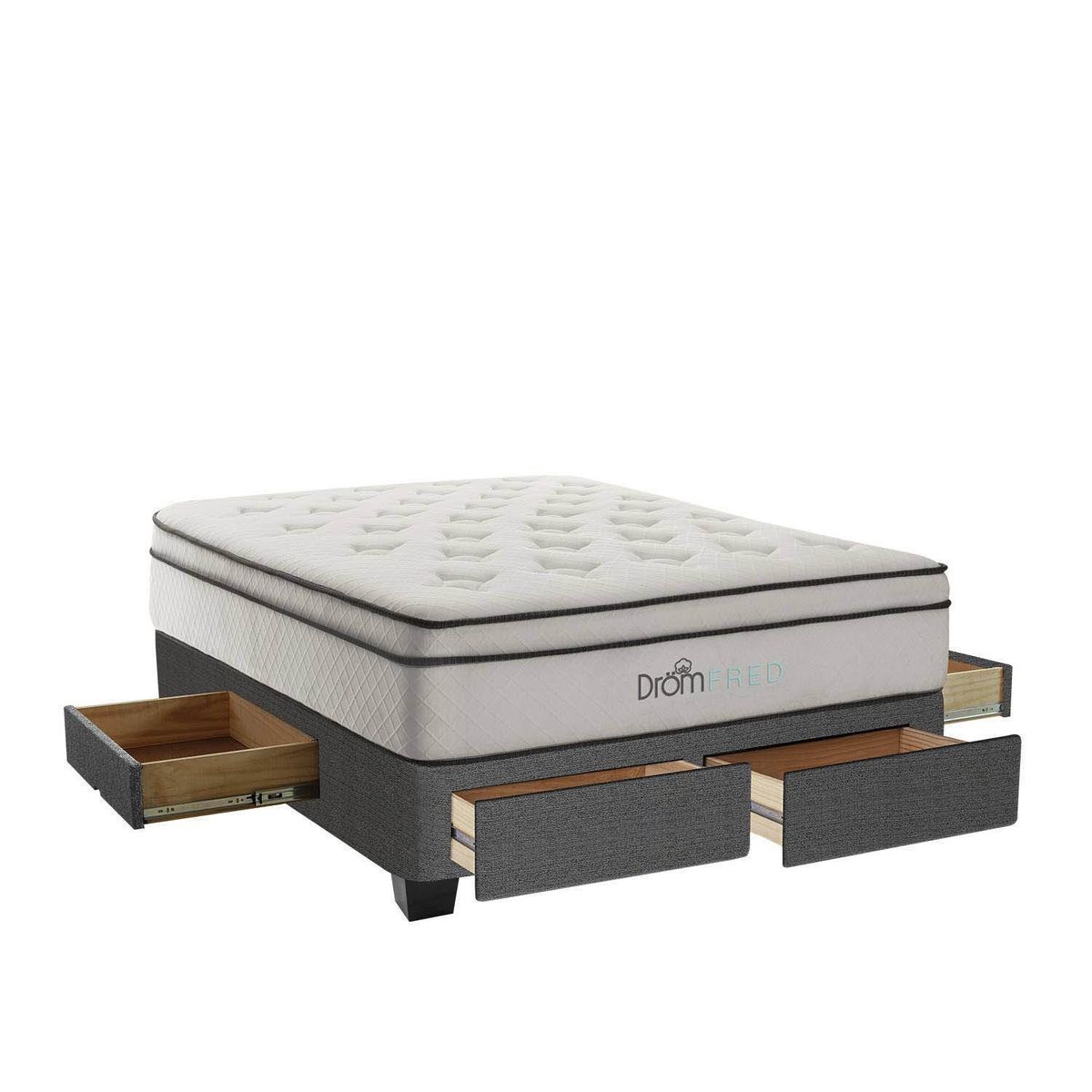 DROM - Cama con Cajones Fred 2Plz + 2 Almohadas Viscoelásticas y Protector