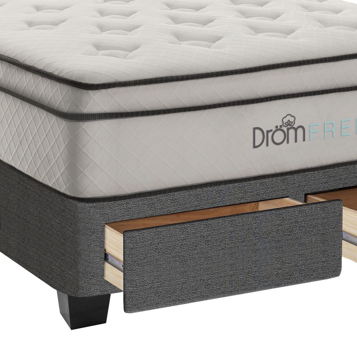 DROM - Cama con Cajones Fred King + 2 Almohadas Viscoelásticas y Protector