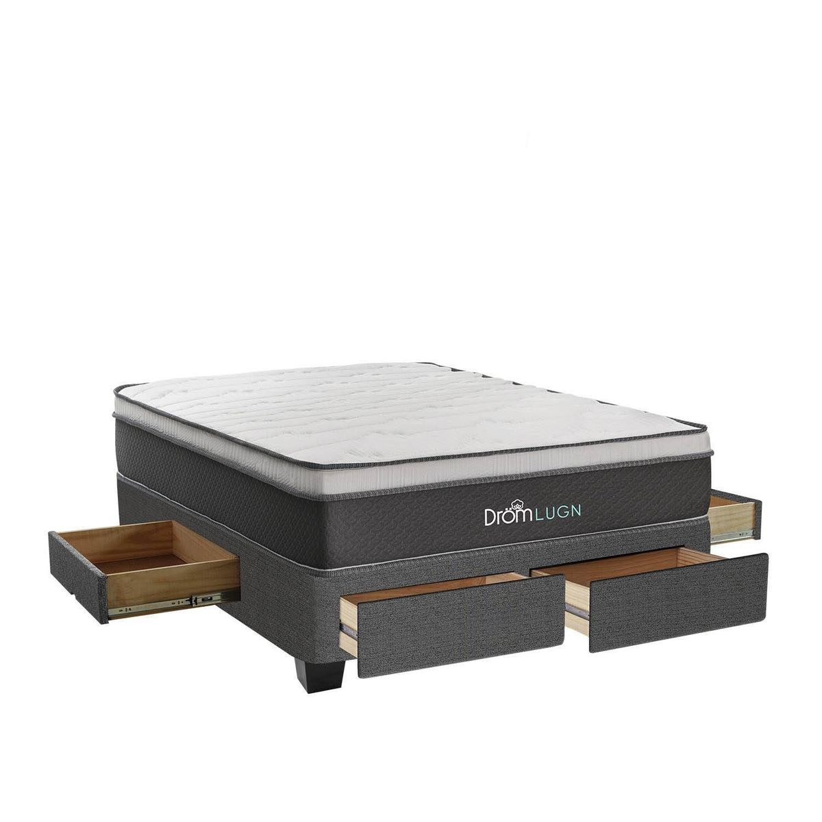 DROM - Cama con Cajones Modelo Lugn 2Plz + 2 Almohadas y Protector