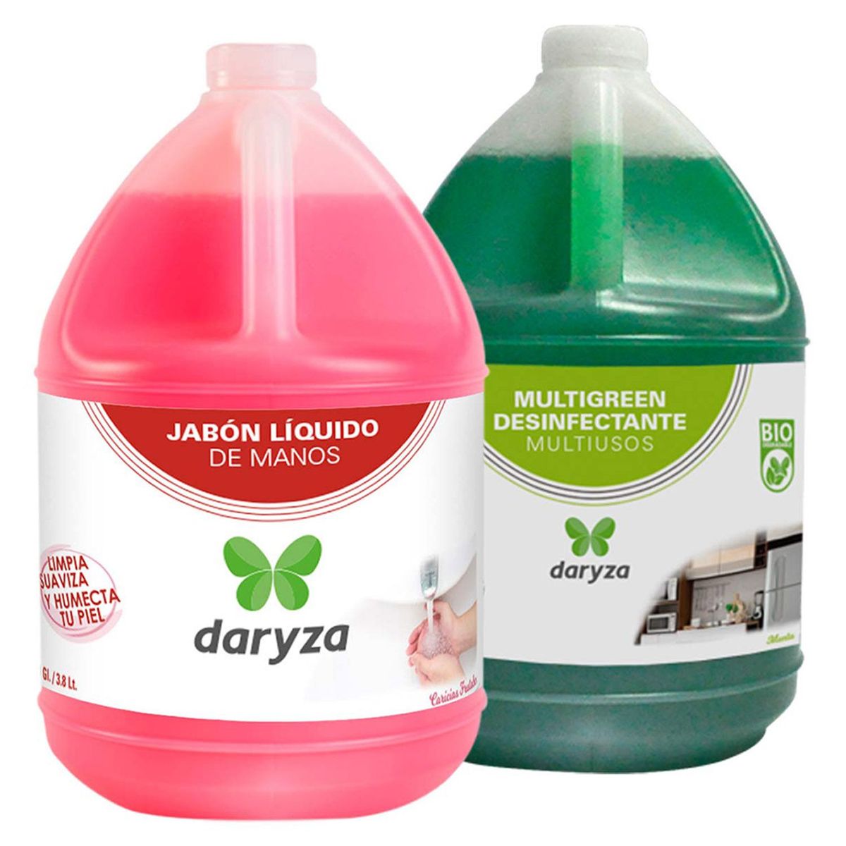 DARYZA - Pack Jabón Líquido de Manos Caricias Frutales 1gl y Desinfectante Multigreen Multiusos 1gl