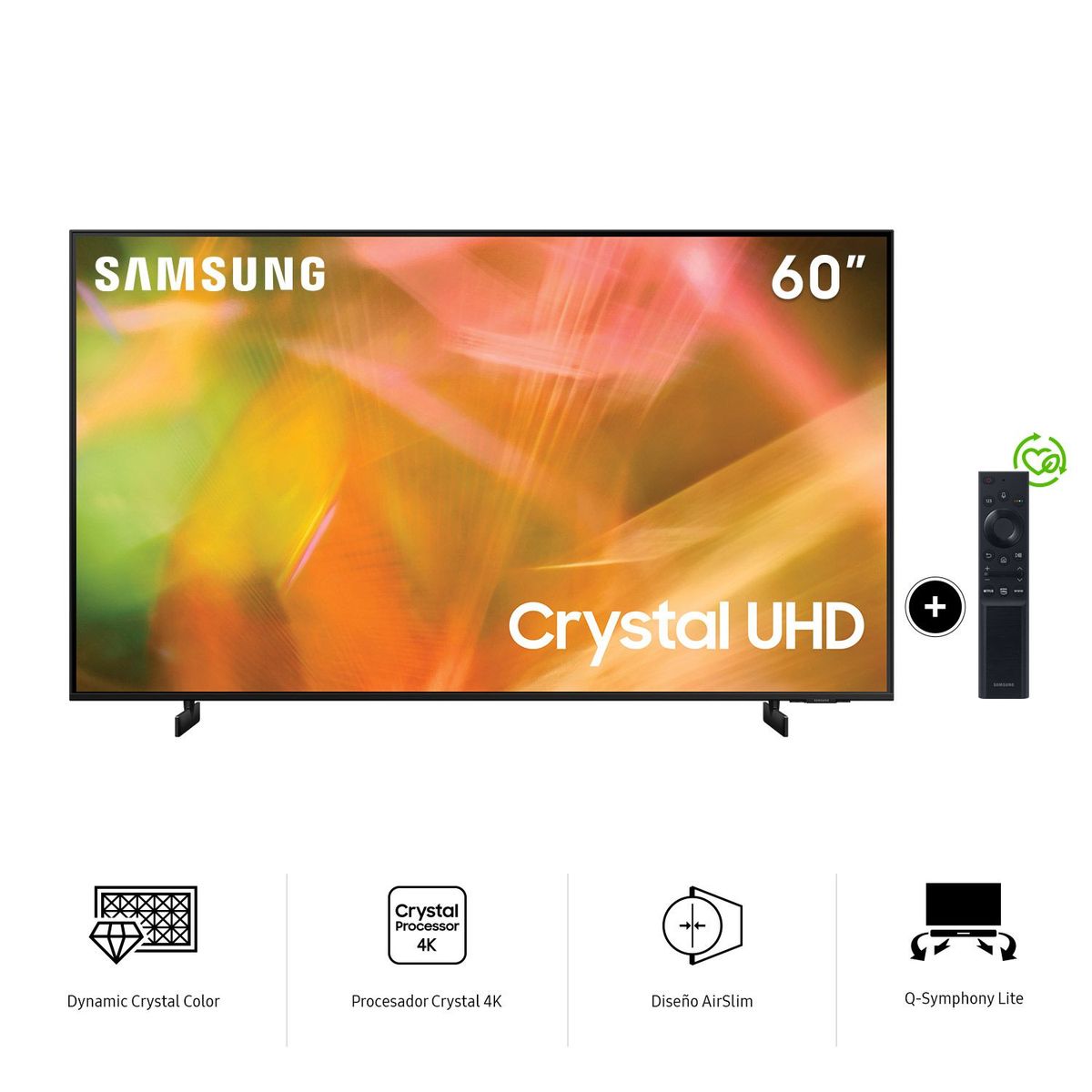 SAMSUNG - Televisor Samsung Smart TV 60" Crystal UHD 4K UN60AU8000GXPE 
