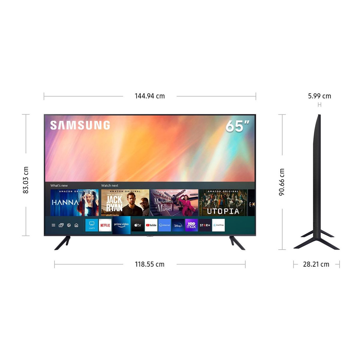 SAMSUNG - Televisor Samsung Smart TV 65" UHD 4K UN65AU7000GXPE 