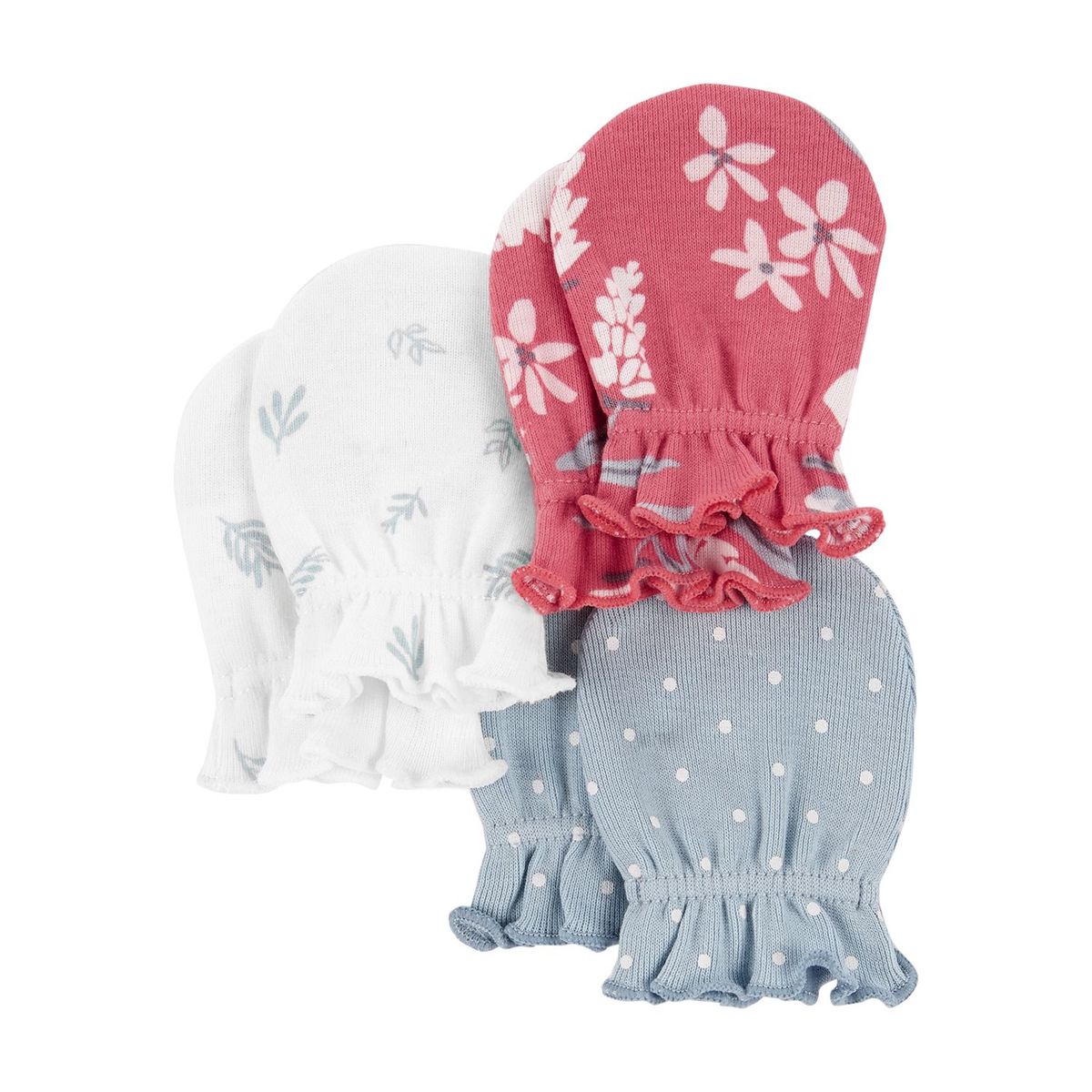 CARTER'S - Guantes Mitones Pack X3 Algodón Bebé Niña