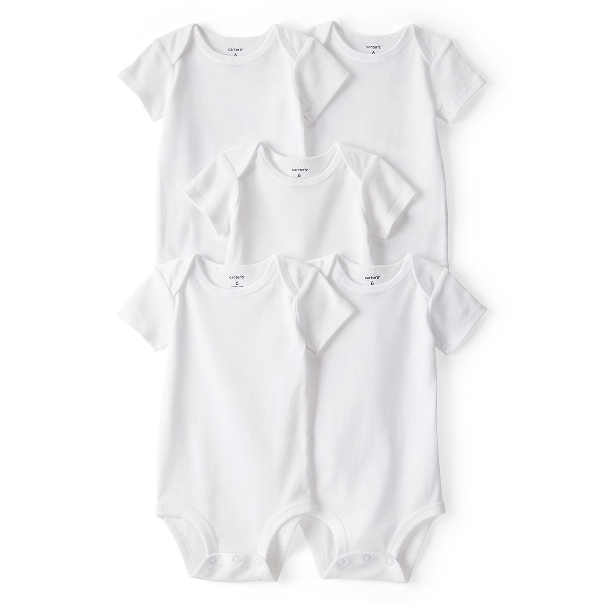 CARTERS - Body Bebé Niño Niña Pack X5 Algodón Carters
