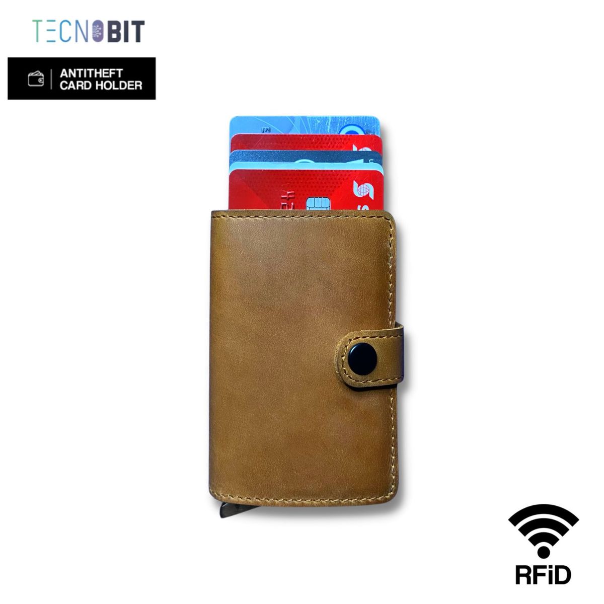 TECNOBIT - Billetera Unisex Tecni-Bit Anti Clonación Mostaza
