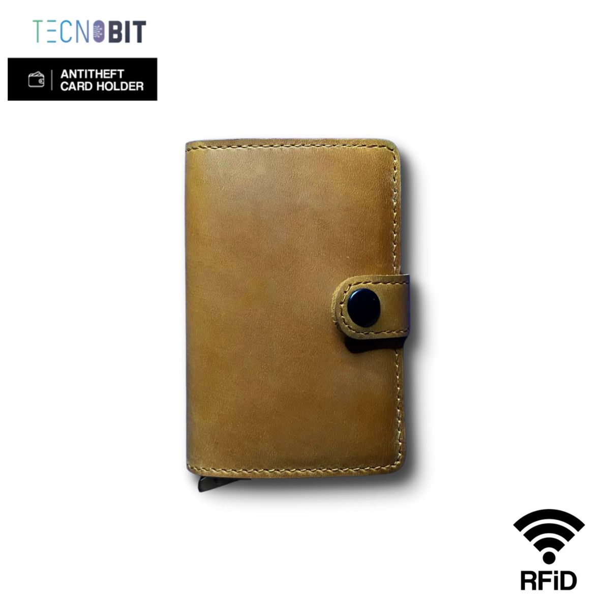 TECNOBIT - Billetera Unisex Tecni-Bit Anti Clonación Mostaza