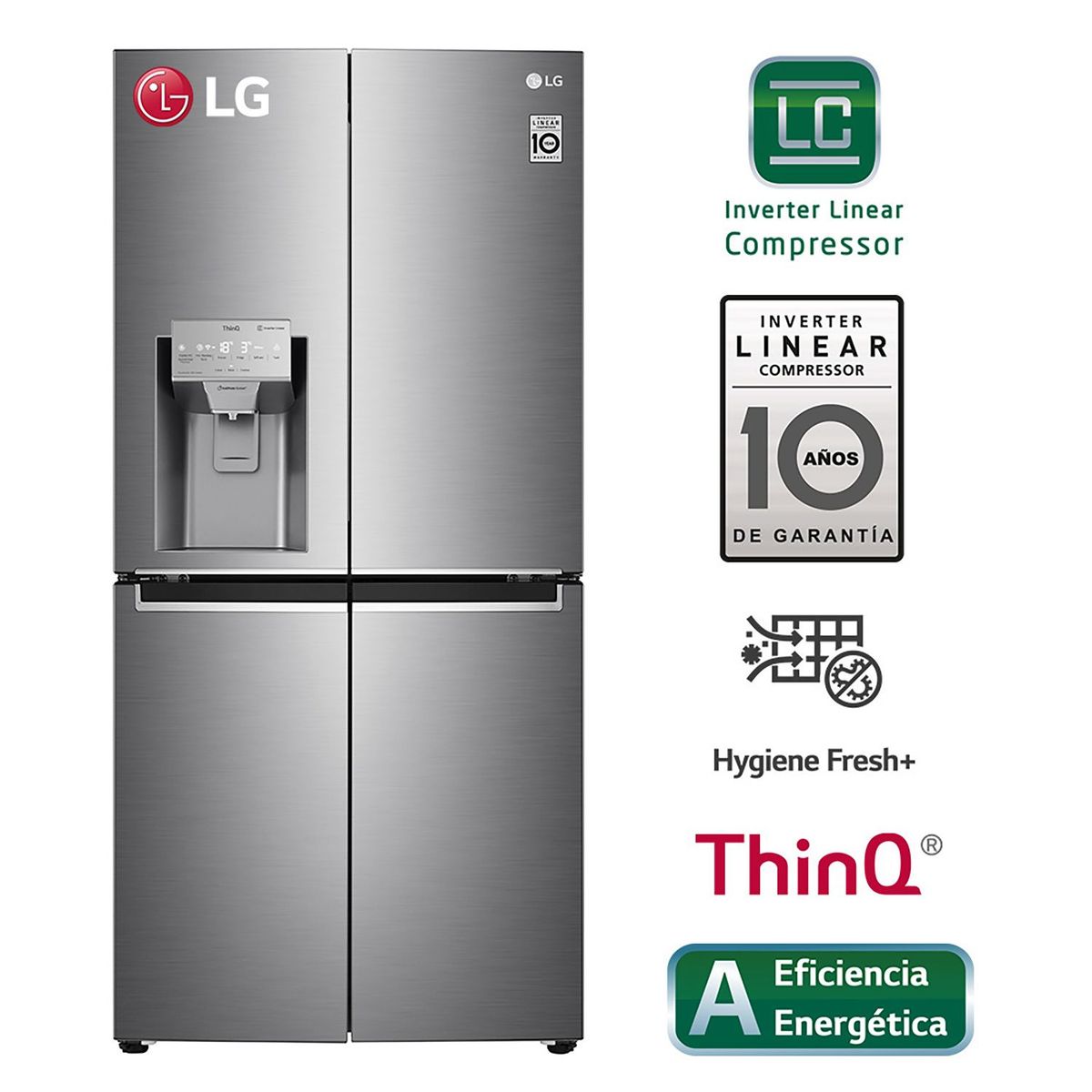 LG - Refrigeradora LM57SPN 427LT French Door Linear Cooling Plateada LG