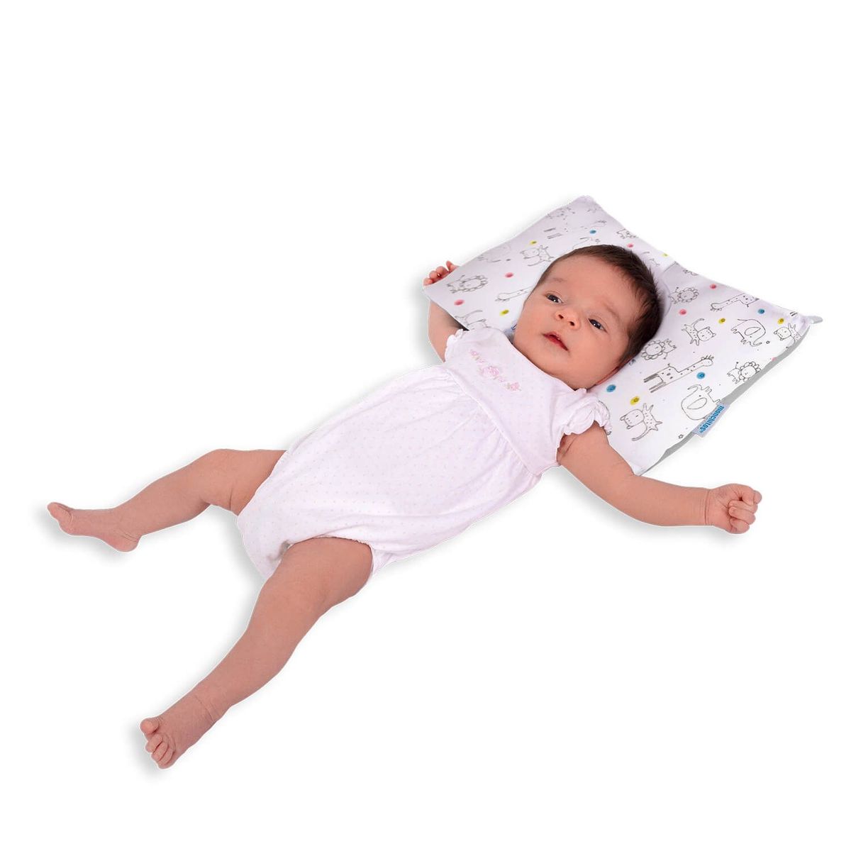 MONCHITOS - Almohada Bebe Anticabeza Plana Reversible