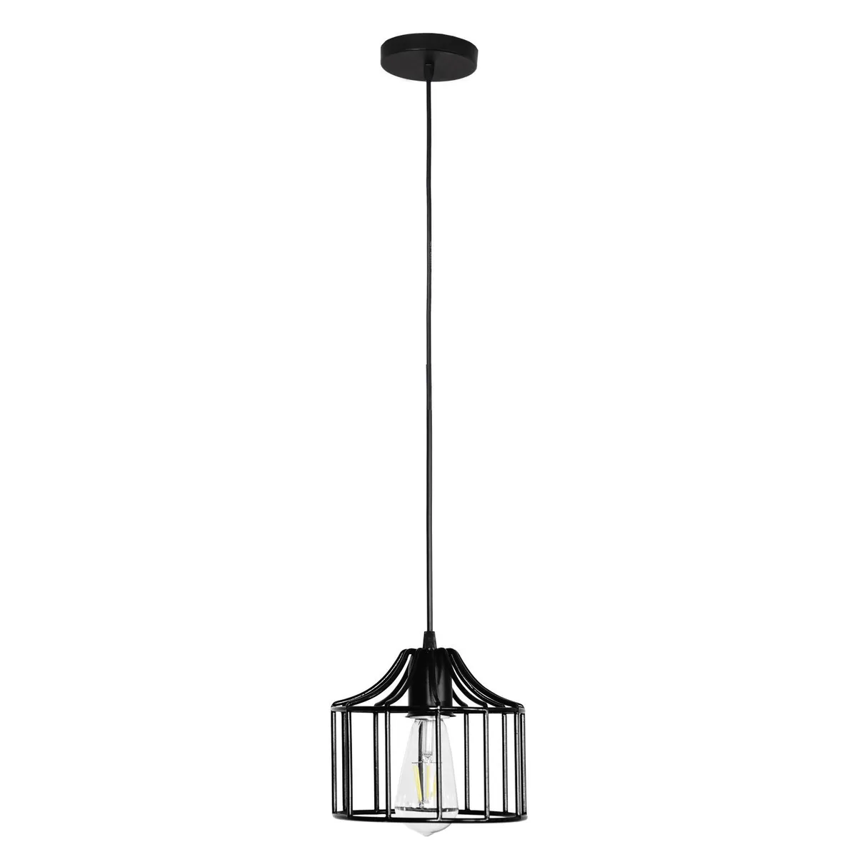 LA ROCHELLI - Lampara Colgante 1 Luz  Mod. Jaula  Metal Negro E-27