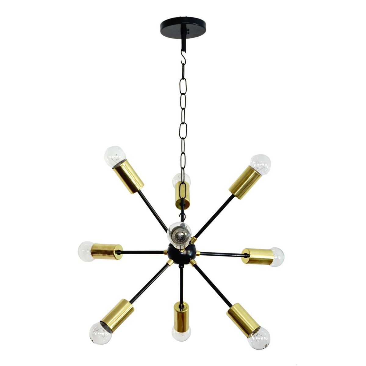 LA ROCHELLI - Lampara Colgante 9 Luces Mod. Erizo Metal Negro Y Bronce E27