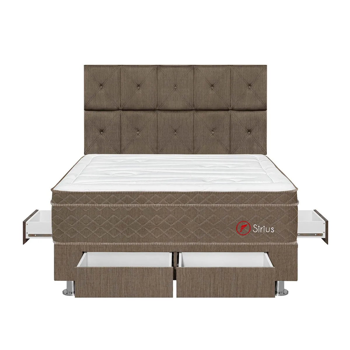 FORLI - Dormitorio con Cajones Sirius Queen + 2 Almohadas Viscoelásticas + Protector