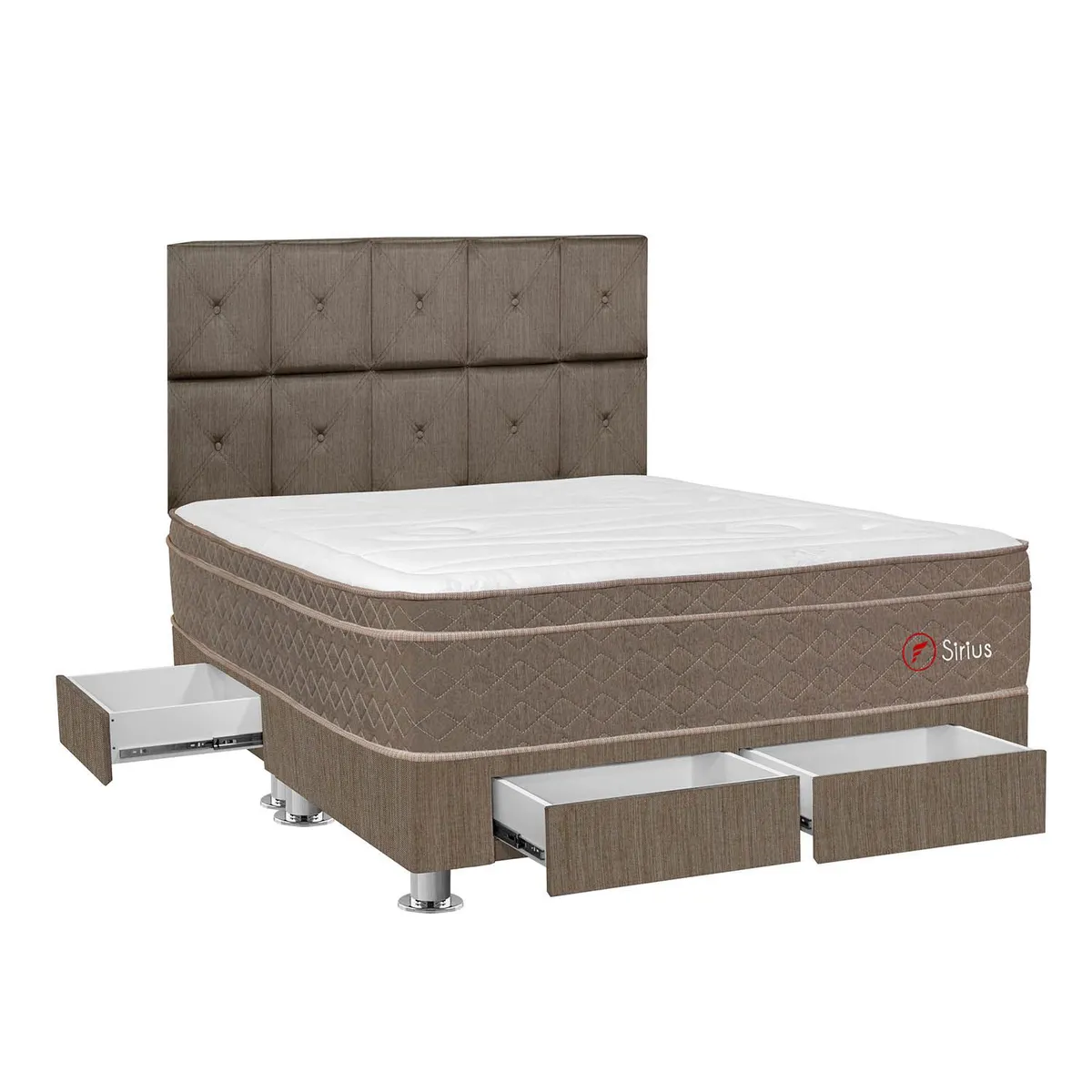 FORLI - Dormitorio con Cajones Sirius Queen + 2 Almohadas Viscoelásticas + Protector
