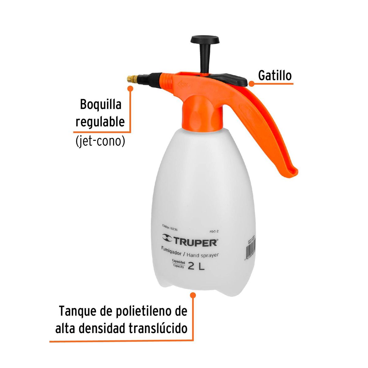 TRUPER - Fumigador de 2 litros domesticos, Truper