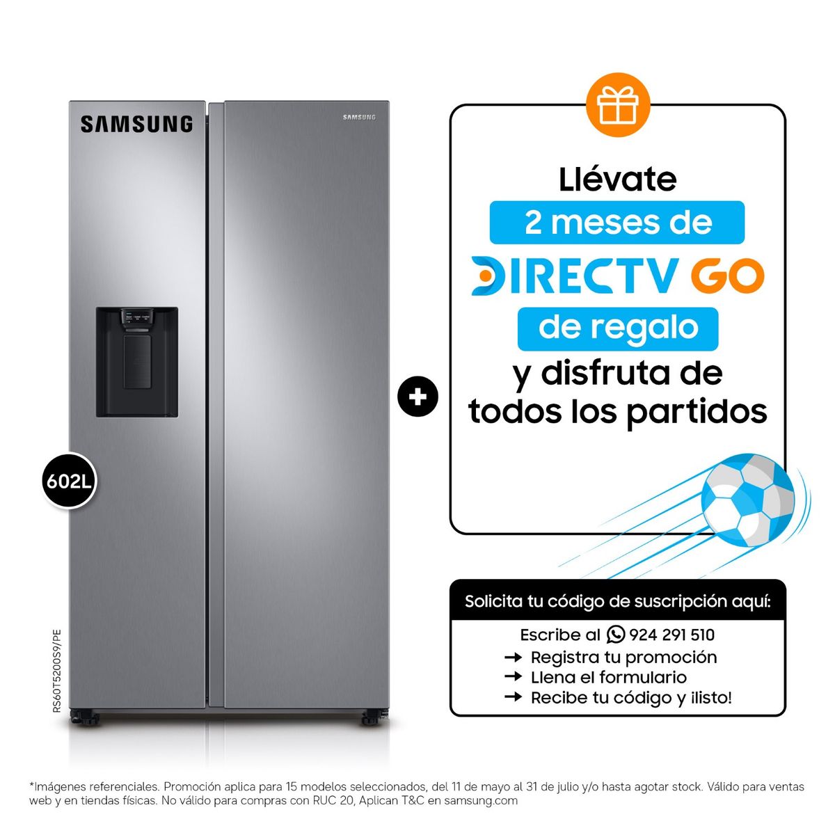 SAMSUNG - Refrigeradora Samsung Side by Side 602Lt RS60T5200S9