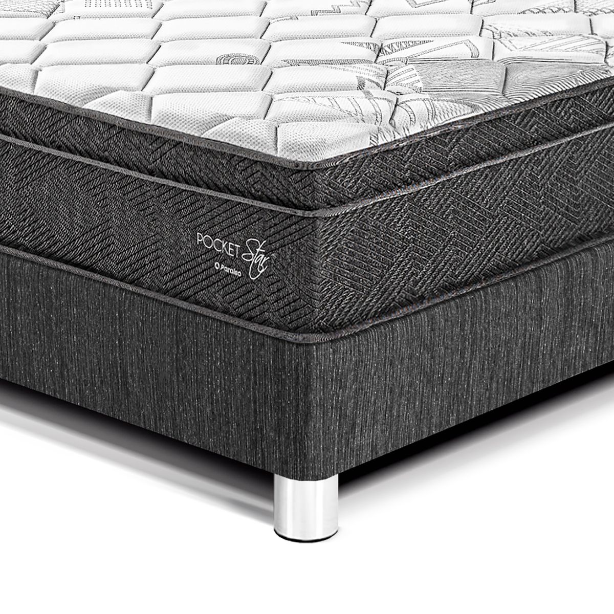 PARAISO - Cama Box Tarima Pocket Star 1.5 Plz + 1 Almohada + Protector