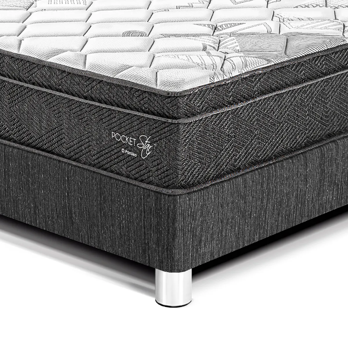 PARAISO - Cama Box Tarima Pocket Star 2 Plz + 2 Almohadas + Protector