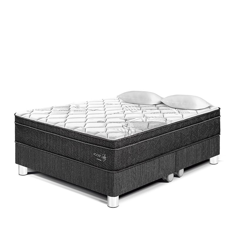 PARAISO - Cama Box Tarima Pocket Star King + 2 Almohadas + Protector
