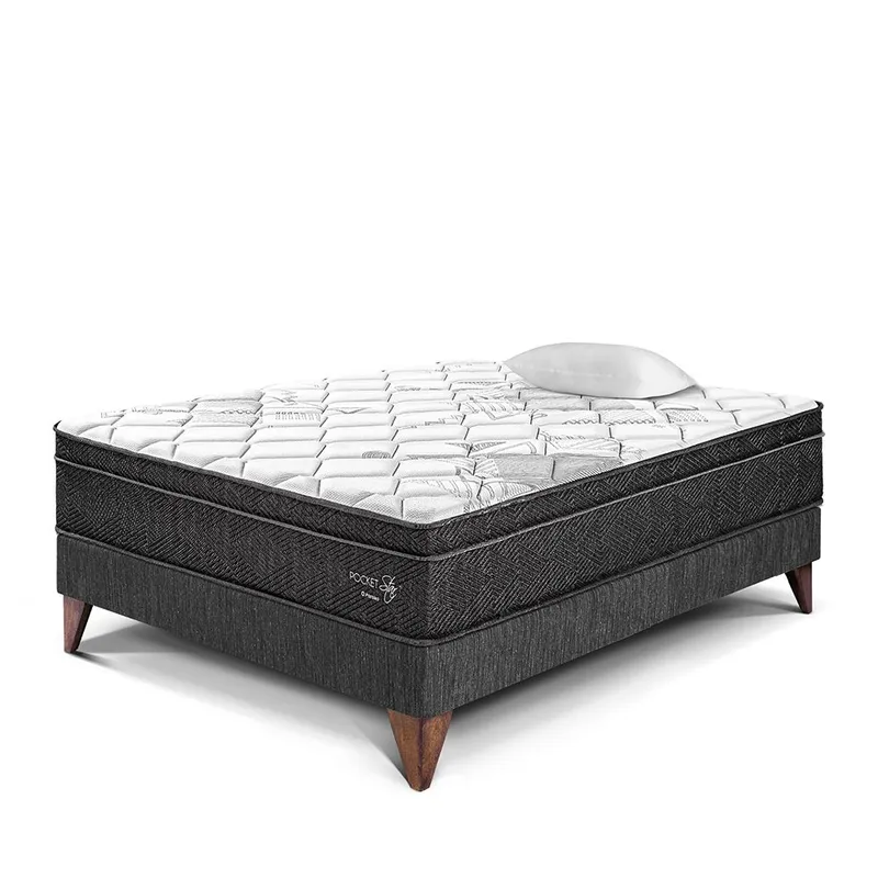 PARAISO - Cama Europea Pocket Star 1.5 Plz + 1 Almohada + Protector