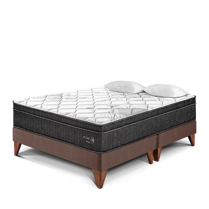 PARAISO - Cama Europea Pocket Star Queen + 2 Almohadas + Protector