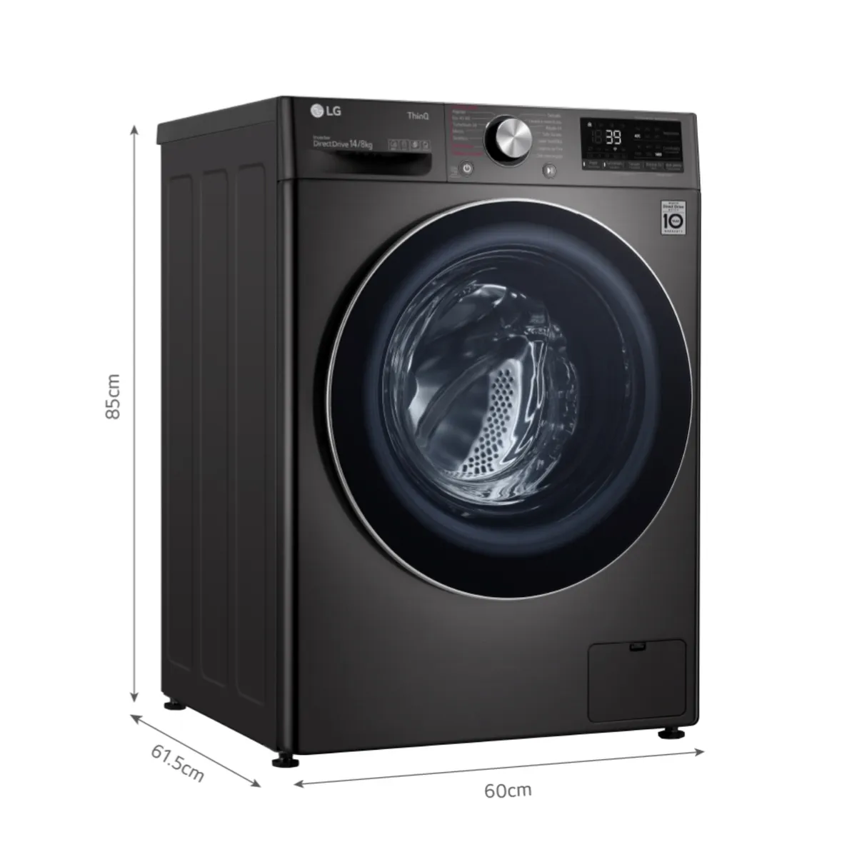 LG - Lavaseca WD14BVC2S6C 14/8Kg AI DD Carga Frontal Negro Acero LG