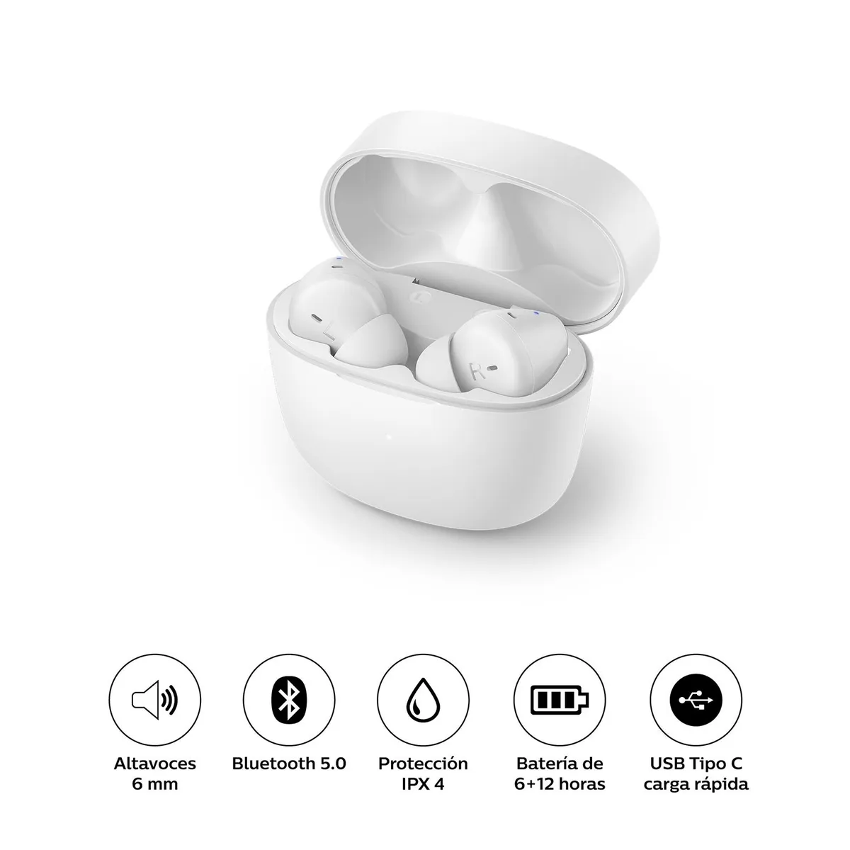 PHILIPS - Audífonos True Wireless Bluetooth 5.0 IPX 4 TAT2206BK