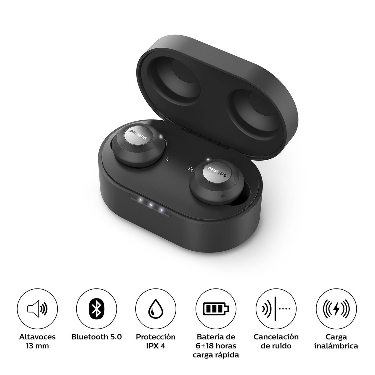 PHILIPS - Audifonos True Wireless Bluetooth 5.0 IPX 4 TAT8505BK NEGRO