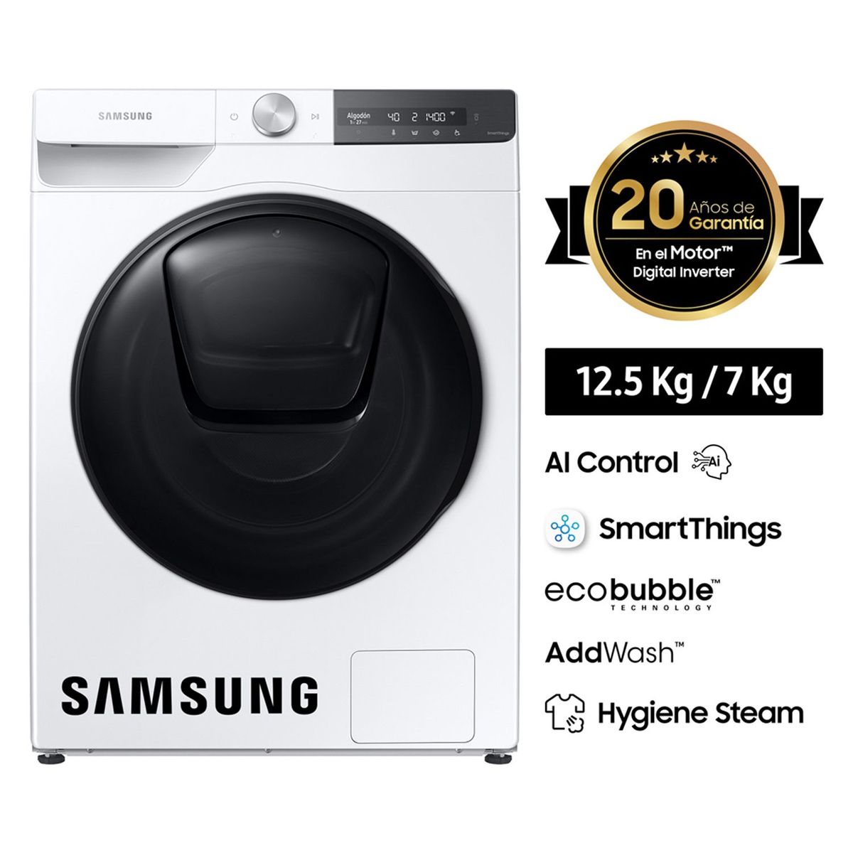 SAMSUNG - Lavaseca AddWash con SmartThings  12.5 kg / 7 kg WD12TB54DBT/PE
