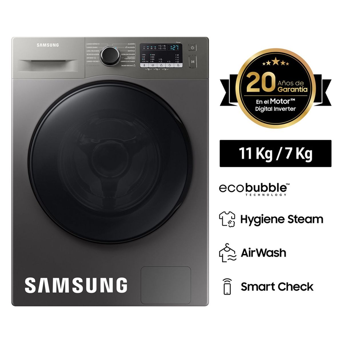 SAMSUNG - Lavaseca Ecobubble Con Airwash 11 Kg / 7 Kg 