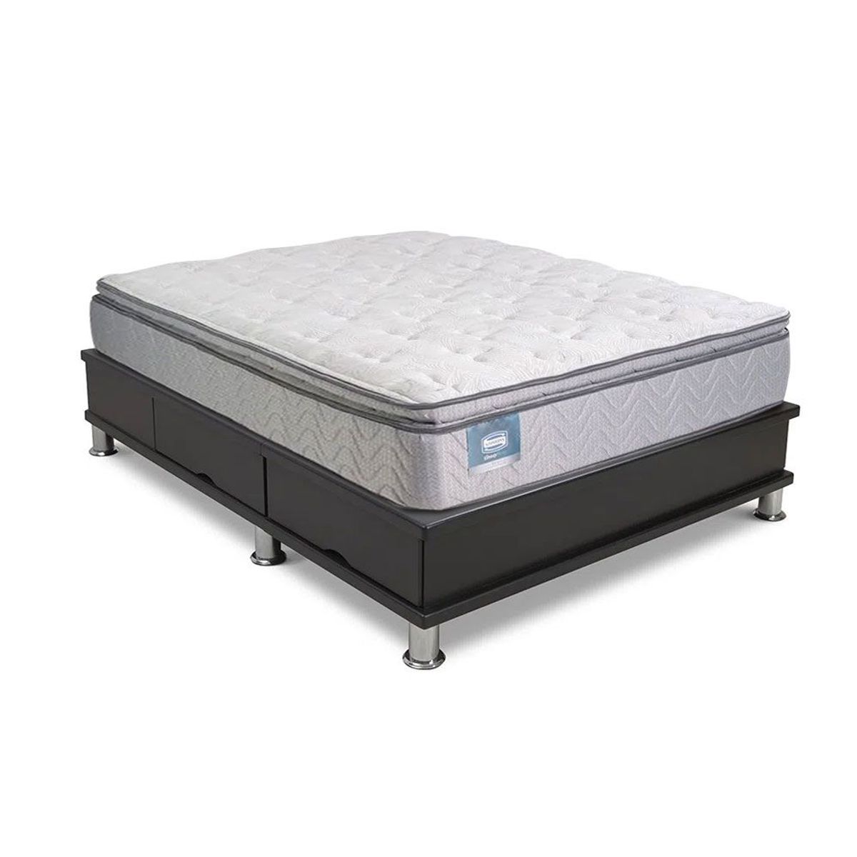 BEAUTYREST SIMMONS - Cama Con Cajones Erica Luxury Negro 2 Plz + 2 Almohadas