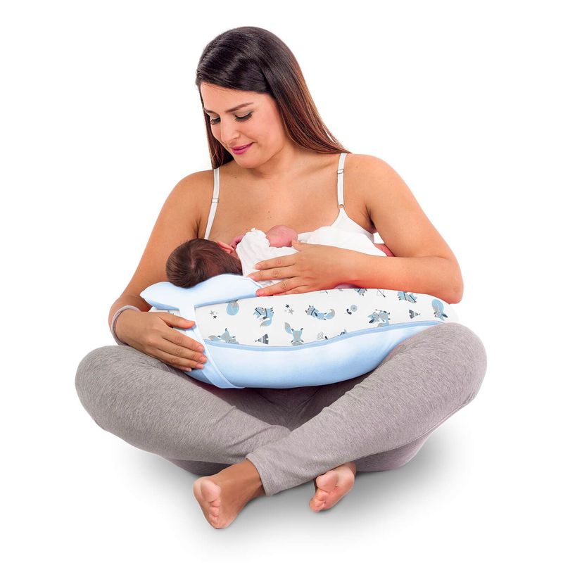 MONCHITOS - Almohada De Lactancia Croissi Pillow Celeste Bb Zorritos Monchitos