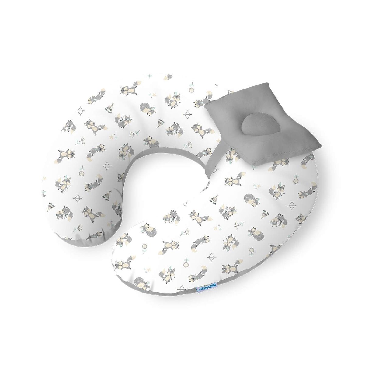 MONCHITOS - Almohada De Lactancia Croissi Pillow Plomo Zorritos Monchitos