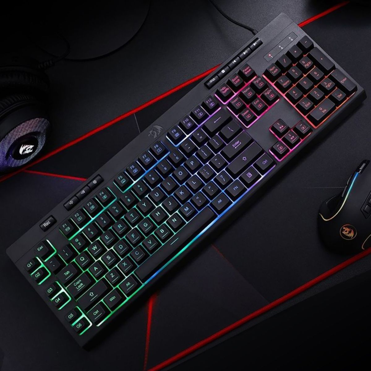 REDRAGON - Teclado Semi Mecánico Gamer Shiva K512RGB-SP