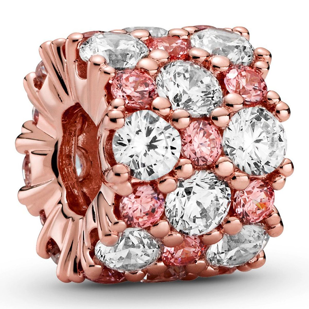 PANDORA - Charm Brillante Transparente Y Rosa