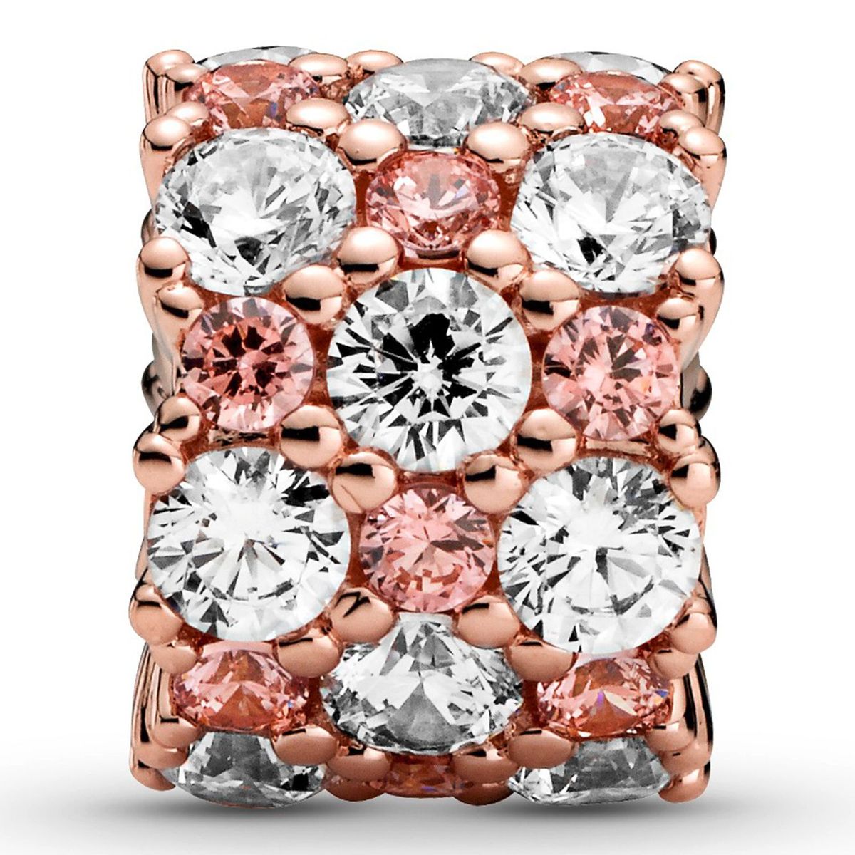PANDORA - Charm Brillante Transparente Y Rosa