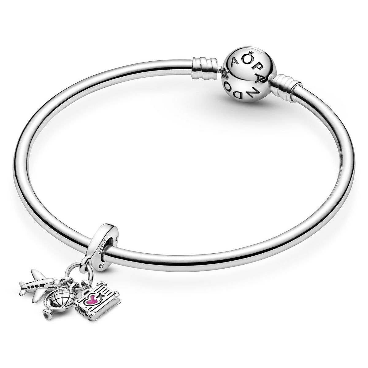 PANDORA - Charm De Plata  Avión Globo Maleta