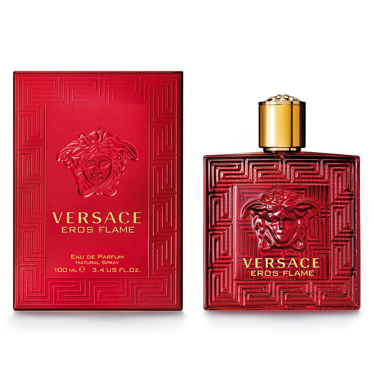VERSACE - Set de Regalo Eros Flame EDP 100 ml + Travel Spray 10 ml + Neceser