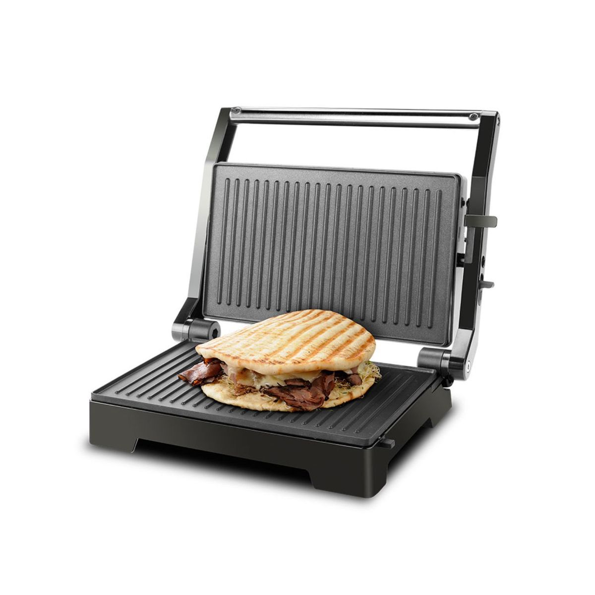 TAURUS - Mini Grill Crispy&CO 2 en 1 con Plancha de Asar 180°