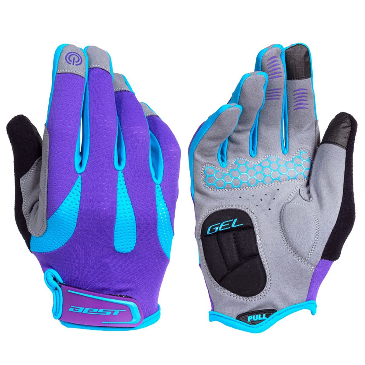 BEST - Guantes Largos Mujer Lila/Turquesa Talla S