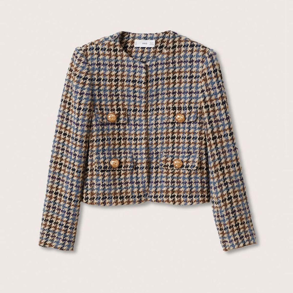 MANGO - Abrigo Cuadros Mujer Mango